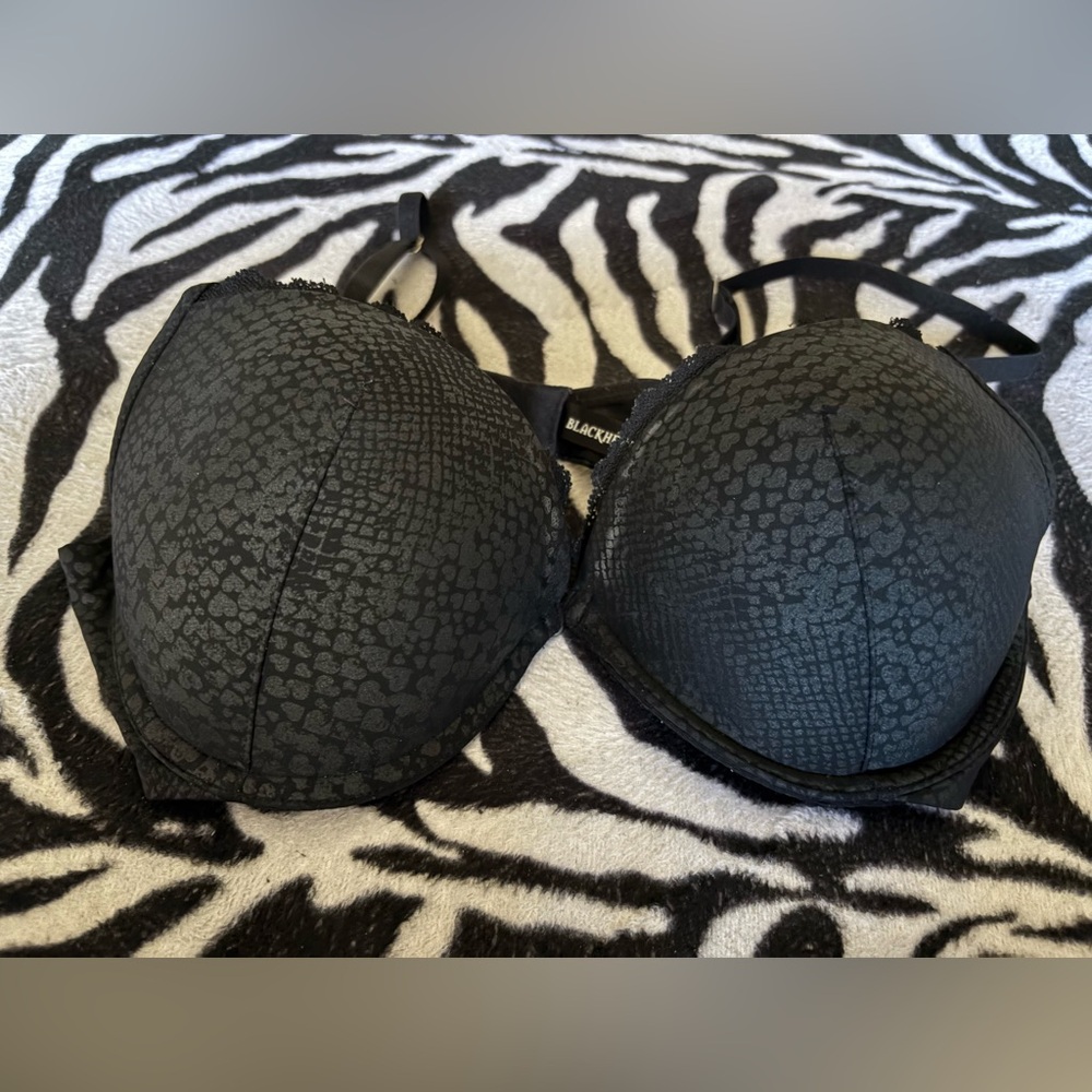 Super Rare Blackheart Snake Print Heart Push-up Bra. Y2K. Hot Topic. Emo. Goth.